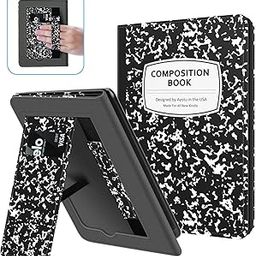 Ayotu Folding Case for All-New E-Reader 2022 Release (11th Generation), Support Back Cover Adsorption, Lightweight Hands-Free Stand Cover with Hand Strap and Card Slot,Milk Notebook-image-48