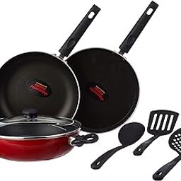 Butterfly Rapid Non Stick 7 Pcs Set | Kadai with Glass Lid | Tawa | Fry Pan | 3 Spatula | Induction Base| PFOA Free | Scratch Resistant | for Curry, Dal, Rice, Roti/Dosa | Red-image-37