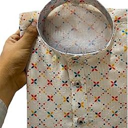 Kurta Men's Cotton Blend Full-Sleeve Printed Kurta - Traditional Indian Wear for Festive & Casual Occasions - Comfortable & Stylish Design for All Seasons-picture-16