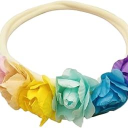 SYGA Baby Girls Headbands Soft Nylon ColourFul Flower Photo Props Strechable Hairbands Headband Newborn Infant Toddlers Kids - Rainbow-image-38