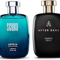 Ustraa Scuba Cologne - 100ml - for Men | With Spicy & Deep Aquatic Notes | Ideal for day occasions & After Dark Cologne - 100ml - for Men | with Saffron, Oudh, Musk notes | Ideal for night occasions.-0