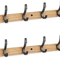 DOCOSS- Long Wooden Finish Cloth Hanger for Wall Door/Hooks for Clothes Hanging Bathroom Cloth Hangers Wall Mounted for Hanging Clothes,Shirt,Towel (Pack of 2, Wooden)-15