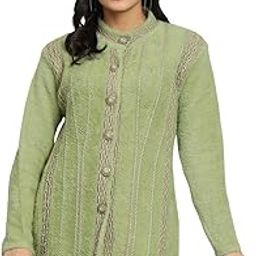 Women's winterwear Woolen Embroidered Long Coat Cardigan-image-43