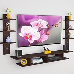 Volker Engineered Wood TV Entertainment Unit Stand Set Top Box Stand for Living Room and Office Walls Flowery Wenge Large (Ideal for up to 55") Screen-11