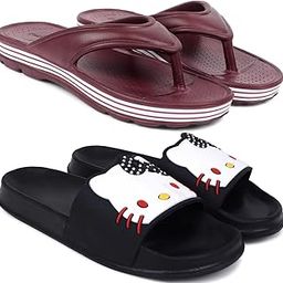 Combo Pack of 2 Slipper/Flip Flops/Slides/Clogs/Sandals for Women (V-Snow Vs Kitty)-image-41