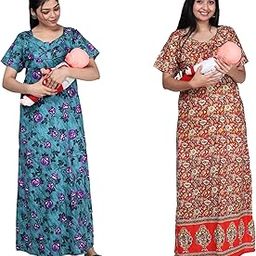 Feeding Nighty Combo of 2 for Women with 3 Zips-image-31