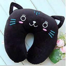 YPY Various Cartoon U-shaped Neck Pillow for Travelling and Driving (Black cat)-image-21
