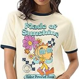 Made of Sunshine Women and Girls Short Sleeve Round Neck Yellow Graphic Printed Regular Fit Cotton T-Shirts-image-7