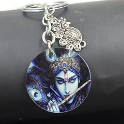 Lord Radha Krishna Religious Peacock Charm Keychain for Men and Women-image-94