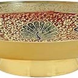 Skywalk Hand Crafted Metal Brass Fruit Bowl with Decorative Carving Work, Perfect for Home Decoration and Gifting, Size :9 Inch-image-18