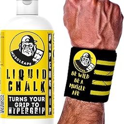 Muscleape Wrist Supporter & Liquid Chalk 210 Ml for Gym Wrist Band for with Thumb Loop - Wrist Wrap Gym Accessories for Men Hand Grip & Wrist Support Sports Straps for Gym, Weightlifting.-image-29