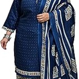 Blue Cotton Blend Printed Plus Size Ready to Wear Patiala Salwar Suit (Readymade_P_JOPLVSRW1164X-P)-image-42
