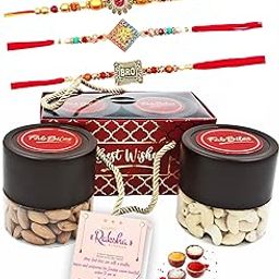 Fabbites Rakhi with Dry Fruit Gift Hamper for Brother and Bhabhi with Kids- Almond,Cashew Gift Hamper with Set of 4 Rakhi for Family-image-14