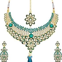 Delightful Gold Plated AD Collar Necklace Set For Women-image-32