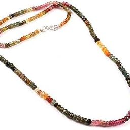 Multi Tourmaline Gemstone 3-4mm Natural Watermelon Tourmaline - Faceted Rondelle Bead Necklace - Semi Precious Stones Multi Color 22" Long Necklace For Women And Girls-image-49