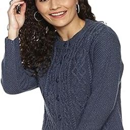 Wool Blend Round Neck Full Sleeve Casual Solid Winter Wear Cardigans for Women-GA5050-image-39