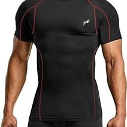 Men's Compression T-Shirt, Short Sleeve, Black Athletic Workout Top with 'Yes I Can' Print, S-2XL-25