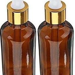 100ML Multipurpose Amber Refillable Empty Round Glass Bottle with Golden White Glass Dropper for Essential Oils, Blends, DIY Perfumes, Face Oils, Beauty Products, 100ML, Brown, Set of 2PCS-picture-23