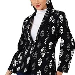 Women's Indigo Black Cotton Blazer-38
