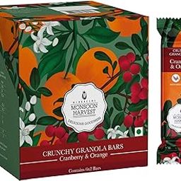 MONSOON HARVEST Wingreens Crunchy Millet Granola Bars - Cranberry & Orange - Pack of 6, Healthy Vegan Breakfast Energy Bars, Gluten Free, High Fiber, (40 Grams Each), with Rolled Oats-25