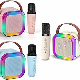 Karaoke Machine for Kids Adults, Mini Portable Blue-Tooth Karaoke Speaker with Wireless Microphone and Dynamic Lights Birthday Gift Home KTV Outdoor Travel (Multicolor) (1)-17
