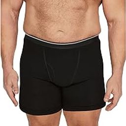Men's 100% High Waist Cotton Regular Fit Solid Boxer Briefs Innerwear Long Trunks Plus Size Full Underwear Combo-1