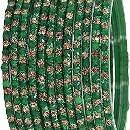 Glass with Zircon Stone Bangles Set For Women and Girls | Stylish Women's Bangles | Stone Bangles For Women | Glass Bangles Chudi Set | Daily use/office/wedding | Set of 12-image-3