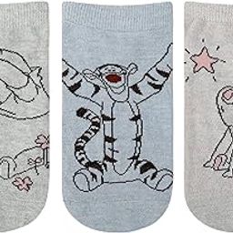 SocksXpress Disney Winnie the Pooh Character Lowcut/Ankle length socks for Women (Pack of 3 Pairs)(Free Size) White, Black, Grey|Made with 100% Cotton & Spandex-image-31