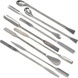 Stainless Steel Lab Spatula Set 9 Pcs Micro Sampling Scoop Spoon with Double Ended Design Suitable for Mixing Transferring Measuring Stirring + More With Tapered, Round, Spoon, Square Ends 6"- 7" Long-0