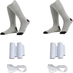 2 Pair of Heated Socks for Men and Women, Winter Foot Warmer Socks with 3 Heat Settings, 2200mAh Electric Battery Socks for Camping Outdoor Activities, Washable (Grey)-image-39