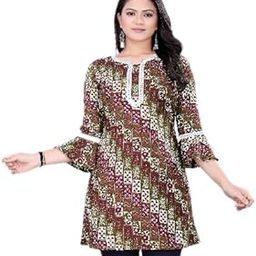 Aksharam Trends Presents Printed Rayon Fabric Tunic with Lace Boarder Pattern (AK-1330 R Tunic Lace Boarder Red M)-picture-38