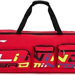 Li-Ning Badminton Kit Bag| Badminton Kitbag | Spacious Compartments | Easy - Access Compartments |Unisex - Men, Boys, Girls, Women | Red-image-0