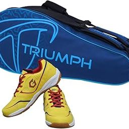 Gowin Badminton Shoe Smash Yellow Size-7 with Triumph Badminton Bag 303 Navy/Sky-image-73