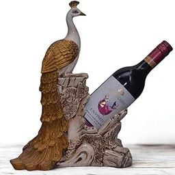 ANITRAD COLLECTIONS Big Size Peacock Wine Holder Stand | Antique White & Golden Resin Peacock Statue for Home Decor, Bar & Gifting | Stylish Wine Rack Showpiece for Living Room, Hall & Display | 13 In-image-31