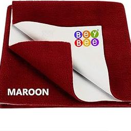 BeyBee Waterproof Quick Dry Sheet for Baby| Bed Pad Anti-Piling Fleece Extra Absorbent Washable Matress Protector| Baby Bed Protector Sheet for Toddler Children, Medium Size, 100x70cm, Maroon-35