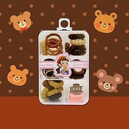 Sparlune Multicolor Hair Accessories Combo Set for Girls, Toddlers & Baby Kids – Soft Elastic Hair Bands, Cute Cartoon Hair Clips, and Spiral Ties in Compact Hair Box – Ideal for Daily Use, Gifting, School, Wear (Brown – Includes Shades of Mustard Yellow, Beige, Chocolate, and Tan)-image-88
