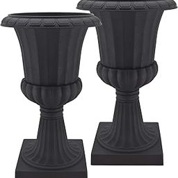 Arcadia Garden Products PL50BK-2 Deluxe Plastic Urn(Pack of 2), Black, 10"x17"-2
