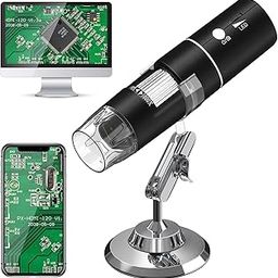 Microware WiFi Mini USB Digital Handheld Microscope Wireless Endoscope Camera with 40 to 1000X Magnification Phone Suction, Metal Stand, 8 LED and WiFi Compatible with iPhone iPad Mac Window Android-9