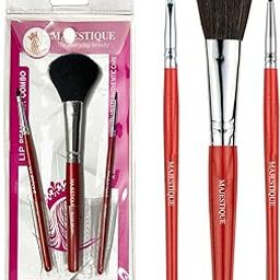 Majestique Lip Beautifier Brush Set | Wooden Handle & Natural Fiber Bristles | Mini Lip Liner & Filler Brushes for Precise Lipstick Application (3 Pcs, Red/Silver)-image-29