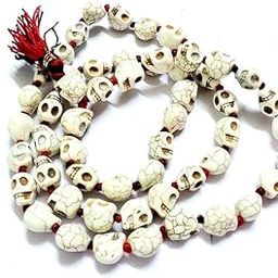Ankita Gemstones Stone Carved Beads Indian Goddess Kali Prayer Mala (White)-image-38