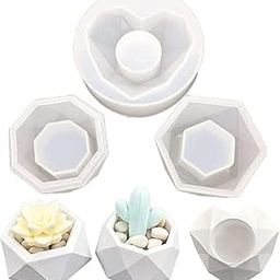 Polaris Fox Pack of 3 Planter Silicone Craft Mold | Heart, Hexagon and Octagon Shape | Tealight Candle Holder Mould | Candle Mould Pack of 3 Different Shape Mould.-image-3