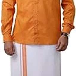 ramraj cotton RAMRAJ trending full sleeve shirt with matching fancy border dhoti for men-picture-0