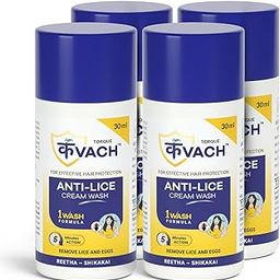 Torque kvach AntiLice Cream Wash | Removes Lice and Nits |Made with Reetha & Shikakai 30 ml With Lice & Nits Remover Comb For Of 4-image-3