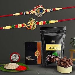DeoDap Rakhi (K2_308+905_SM40) & Choco Magic (Pouch), Rakhi & Chocolate for brother, Rakhi with chocolate, rakhi with gift, Rakhi Combo, Set of 2 Rakhi, Effete Chocolate-image-104