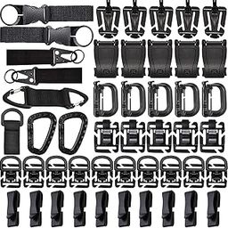 ZUSHALLMY Molle Accessory Kit of 48 Attachments, D-Ring Locking Gear Clips, Web Dominators, Molle Clips, Buckle Bottle Carriers, Key Ring Holder-image-1
