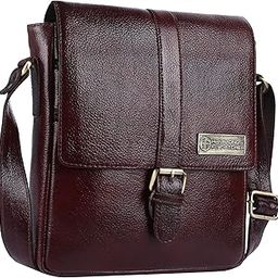 HAMMONDS FLYCATCHER Men's Original Bombay Leather Messenger Sling Bag with Padded Laptop Compartment Office Bag (L=9, B=3, H= 11inch, Brown ) SB1164-image-1