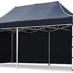 Roof Top Waterproof Garden Pop Up Gazebo Tent with 3 Side Covers Folding Tent for Outdoor & Indoor Heavy Duty Frame with Waterproof & UV Protection Roof 44 kg (10 * 20Ft) (Black)-image-72