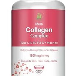 Healthy Nutrition Multi Collagen Complex Peptide | 5 Types | Supports Bones, Joints, Skin, Hair and Nails | Hydrolyzed Grass-Fed Collagen (120 Tablets)-image-10