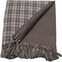 Men's || Greenish Brown || Woven One side Checks & One side Plain Design Pure Wool Lohi/Woollen Shawl [50'' x 100'']-12
