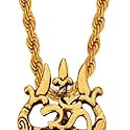 Lord Shiv Trishul Damaru Mahakal Locket with Gold-Plated Brass Rope Chain Pendant Necklace for Men and Boys-image-78